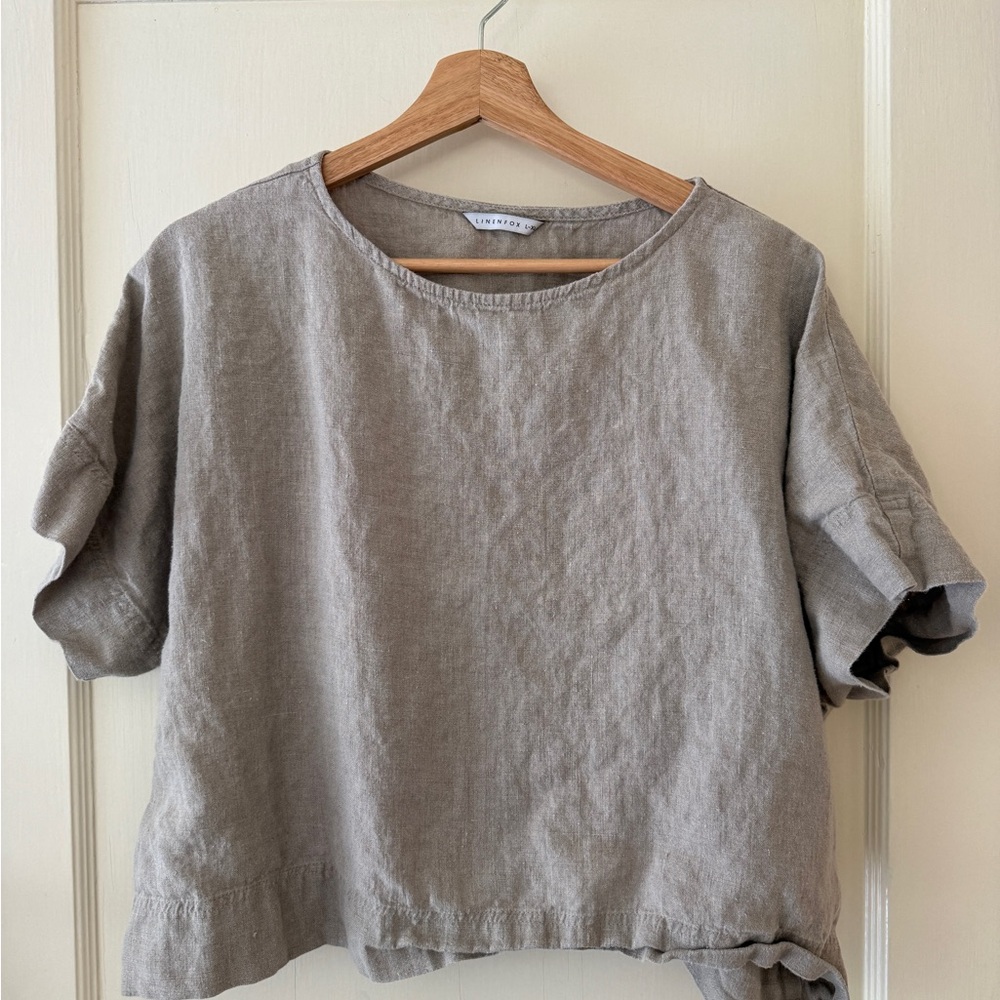 Linenfox Mona top in natural grey, size L-XL - Picture 2 of 5